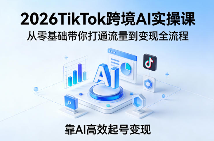2026TikTok跨境AI实操课，从零基础带你打通流量到变现全流程，靠AI高效起号变现-谷进海小站