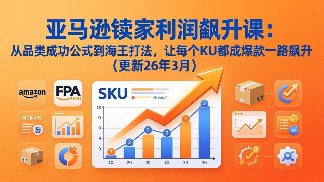 亚马逊卖家利润飙升课：从品类成功公式到海王打法，让每个SKU都成爆款一路飙升(更新26年3月-谷进海小站