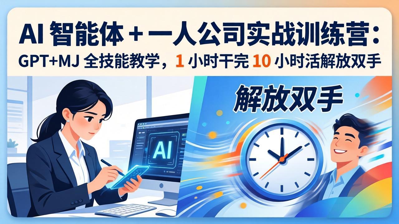 AI 智能体 + 一人公司实战训练营：GPT+MJ 全技能教学，1 小时干完 10 小时活解放双手-谷进海小站