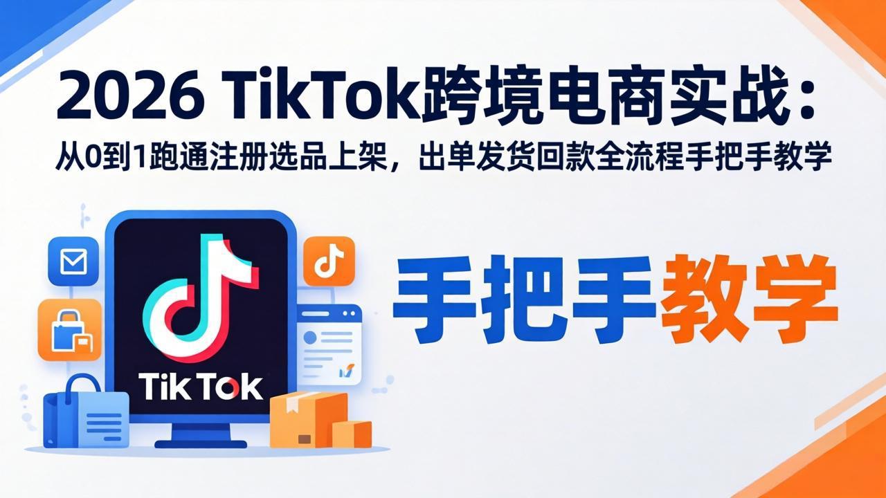 2026TikTok跨境电商实战：从0到1跑通注册选品上架，出单发货回款全流程手把手教学-谷进海小站