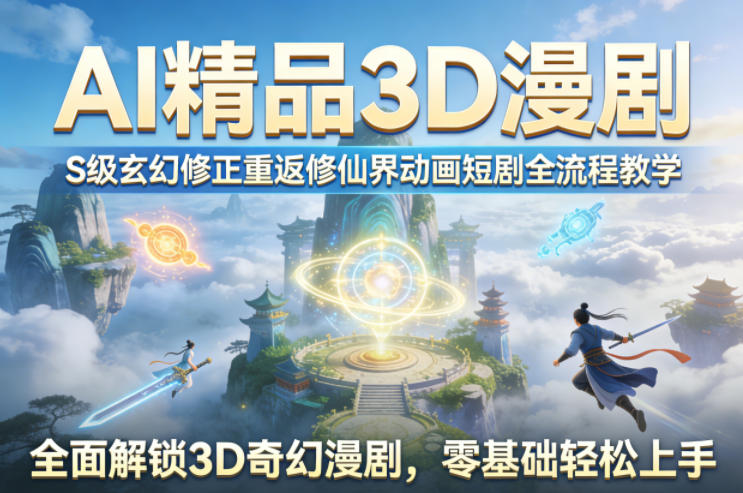 AI精品3D漫剧S级玄幻修正重返修仙界动画短剧全流程教学，全面解锁3D奇幻漫剧，零基础轻松上手-谷进海小站