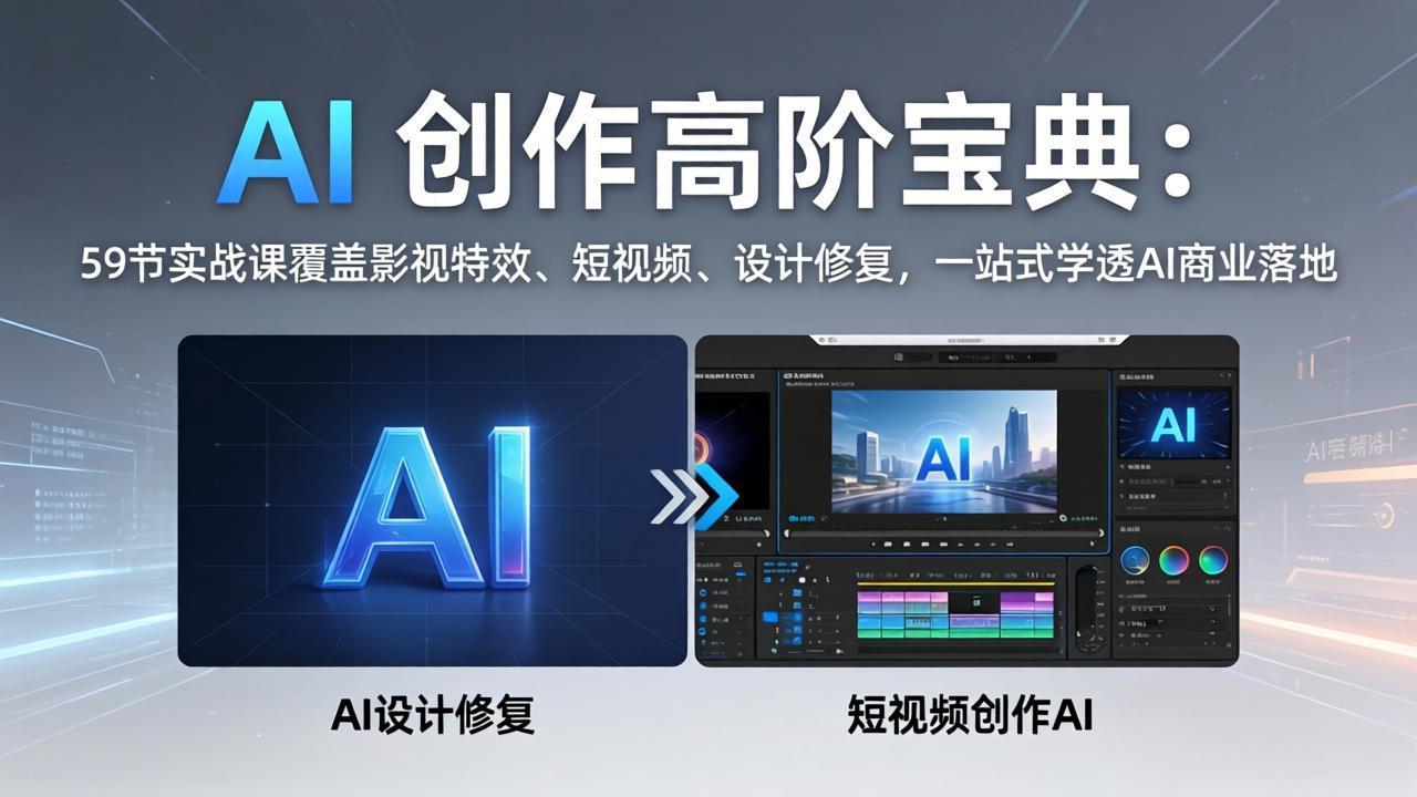 AI 创作高阶宝典：59节实战课覆盖影视特效、短视频、设计修复，一站式学透AI商业落地-谷进海小站