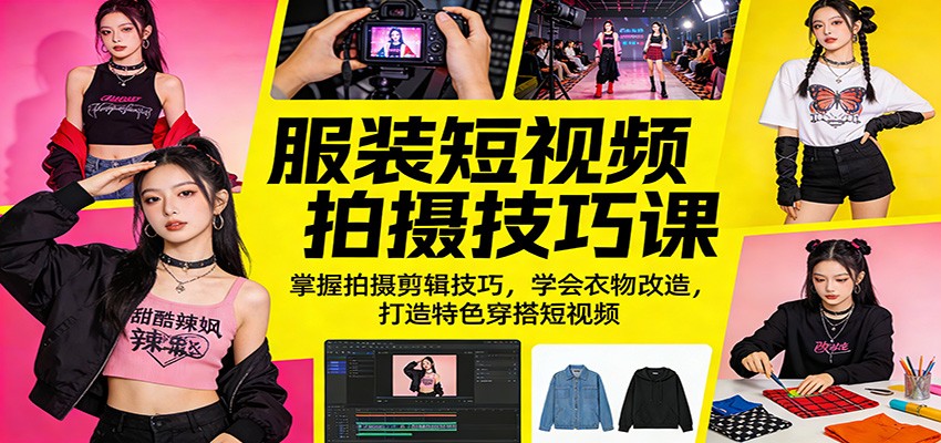服装短视频拍摄技巧课：掌握拍摄剪辑技巧，学会衣物改造，打造特色穿搭短视频-谷进海小站
