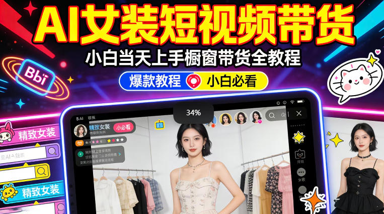 AI女装短视频橱窗带货：小白零门槛当天上手，高佣金爆款轻松賺！-谷进海小站