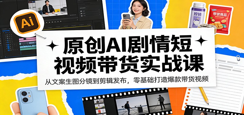 原创AI剧情短视频带货实战课：从文案生图分镜到剪辑发布，零基础打造爆款带货视频-谷进海小站
