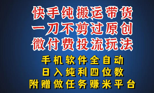 最新黑科技快手搬运带货方法，手机就能操作，轻松带你日入四位数【揭秘】-谷进海小站