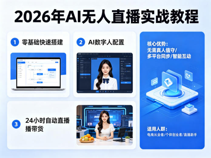 2026年AI无人直播实战教程，零基础也能快速搭建AI数字人无人直播间，实现24小时自动直播带货-谷进海小站