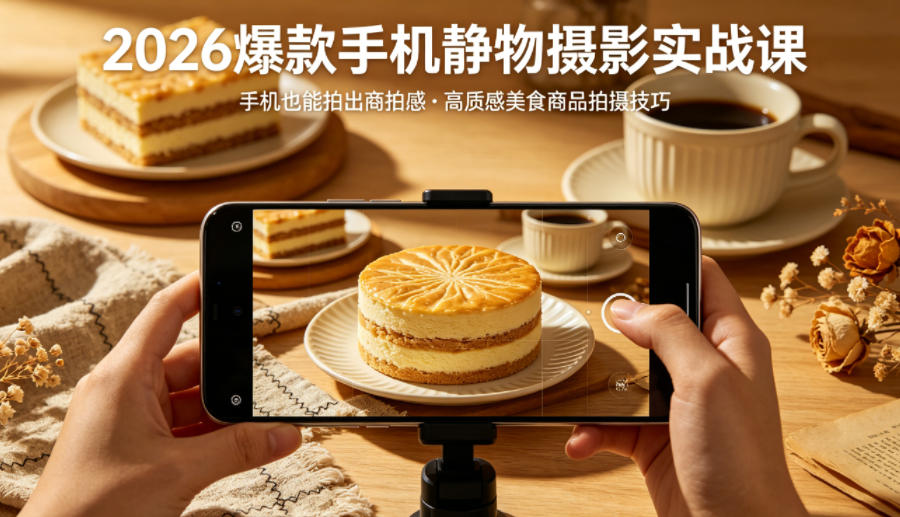 2026爆款手机静物摄影实战课，手机也能拍出商拍感，学会拍出高质感美食商品-谷进海小站