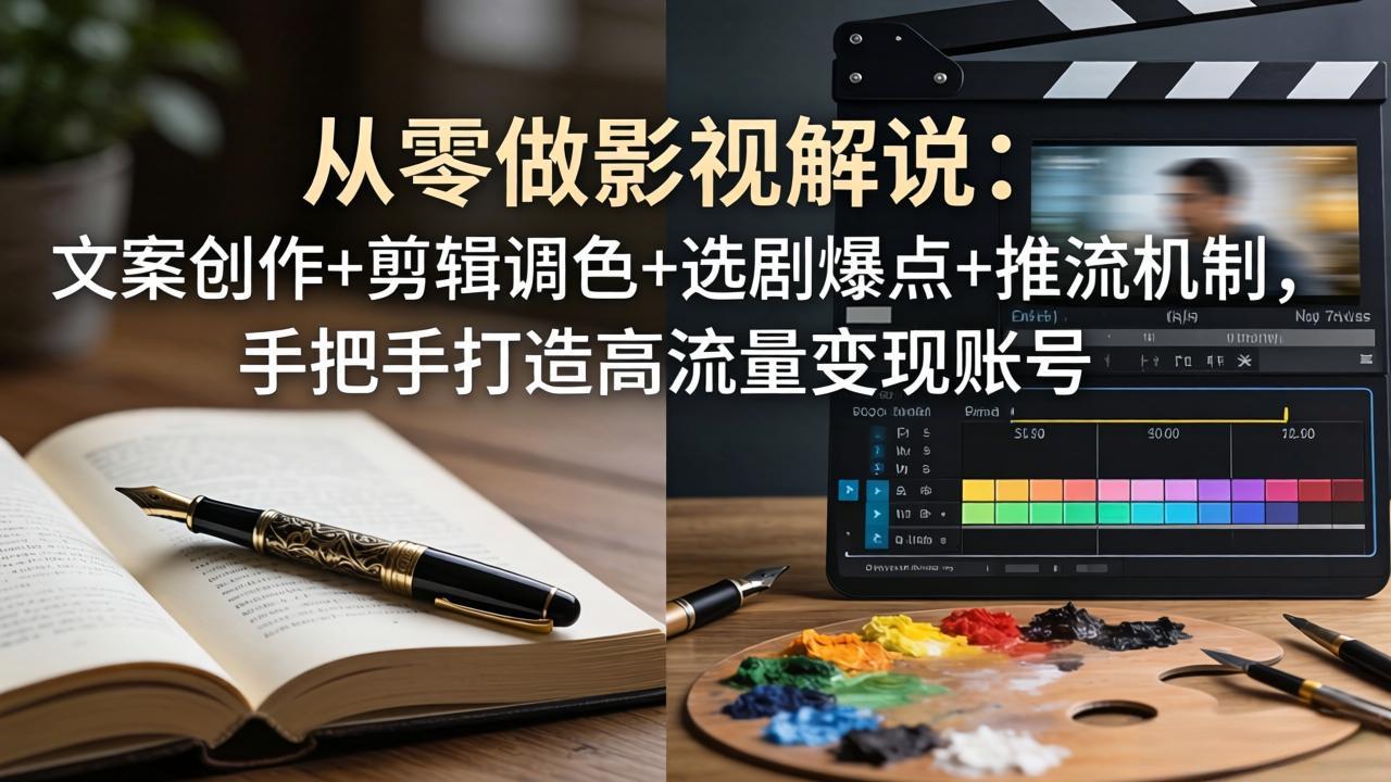 从零做影视解说：文案创作+剪辑调色+选剧爆点+推流机制，手把手打造高流量变现账号-谷进海小站