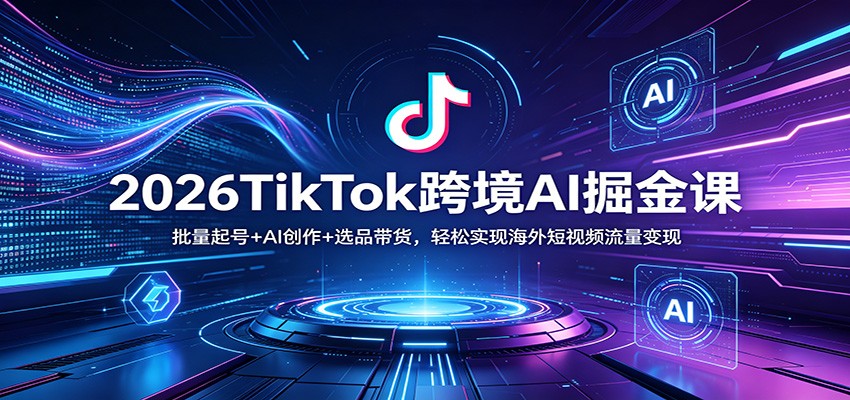 2026TikTok跨境AI掘金课：批量起号+AI创作+选品带货，轻松实现海外短视频流量变现-谷进海小站