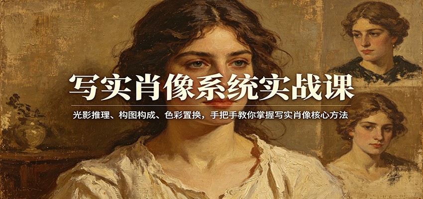 写实肖像系统实战课：光影推理、构图构成、色彩置换，手把手教你掌握写实肖像核心方法-谷进海小站