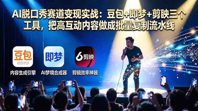 AI脱口秀赛道变现实战：豆包+即梦+剪映三个工具，把高互动内容做成批量复制流水线-谷进海小站