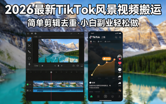 2026最新TikTok风景视频搬运简单剪辑去重小白副业月入 8000-谷进海小站