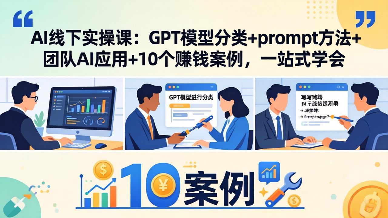 AI线下实操课：GPT模型分类+prompt方法+团队AI应用+10个赚钱案例，一站式学会-谷进海小站