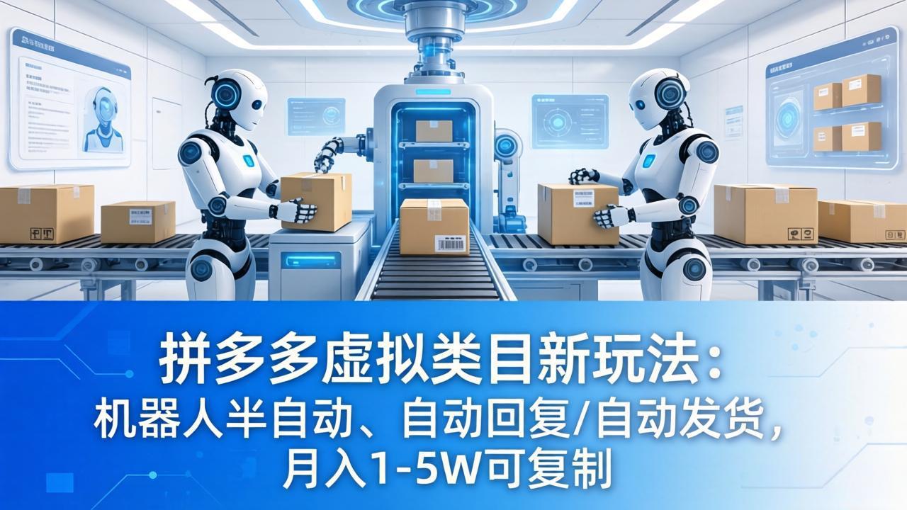拼多多虚拟类目新玩法：机器人半自动、自动回复 /自动发货，月入 1-5W 可复制-谷进海小站