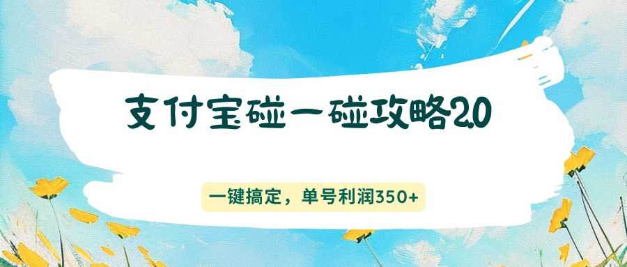 支付宝碰一碰攻略2.0，一键搞定，单号利润350+-谷进海小站