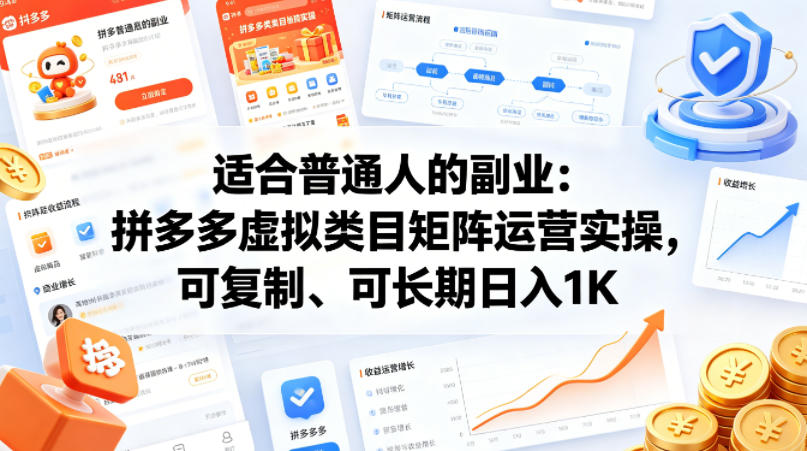 适合普通人的副业：拼多多虚拟类目矩阵运营实操，可复制、可长期日入1K【揭秘】-谷进海小站