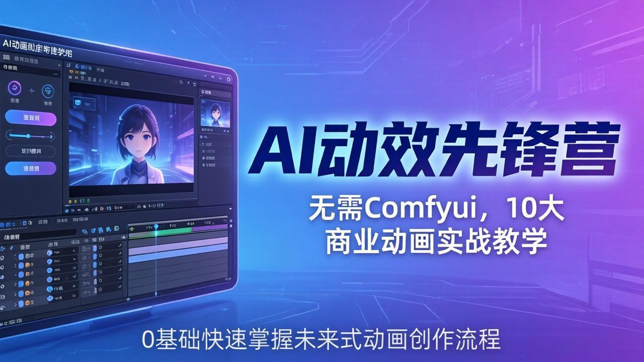 AI 动效先锋营：无需Comfyui，10大商业动画实战教学，0基础快速掌握未来式动画创作流程-谷进海小站