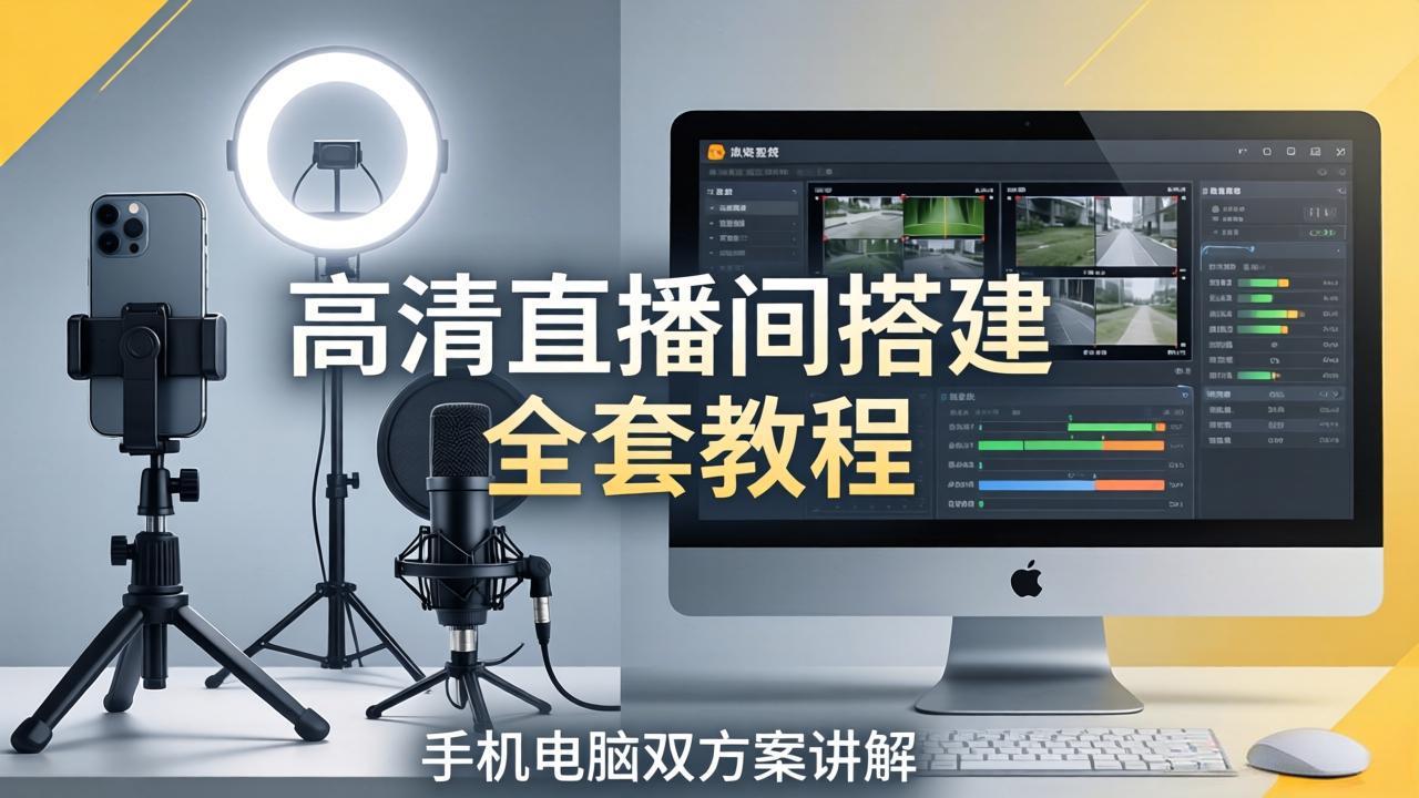 高清直播间搭建全套教程，手机电脑双方案讲解，设备选型调试多机位实操教学-谷进海小站