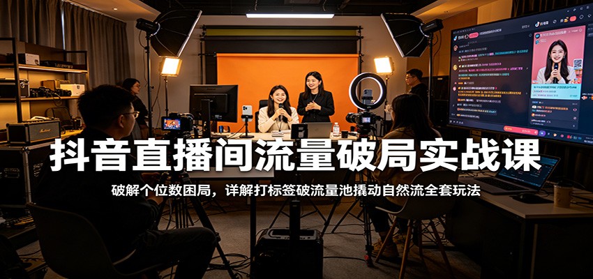 抖音直播间流量破局实战课：破解个位数困局，详解打标签破流量池撬动自然流全套玩法-谷进海小站