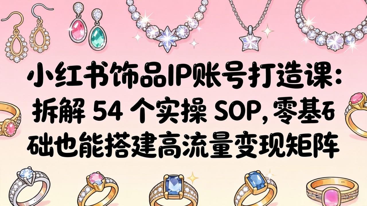 小红书饰品IP账号打造课：拆解 54 个实操 SOP，零基础也能搭建高流量变现矩阵-谷进海小站