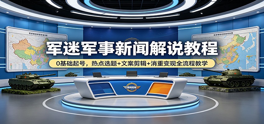 军迷军事新闻解说教程：0基础起号，热点选题+文案剪辑+消重变现全流程教学-谷进海小站