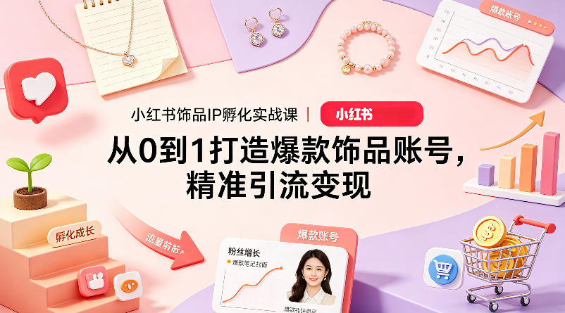 小红书饰品IP孵化实战课｜从0到1打造爆款饰品账号，精准引流变现-谷进海小站