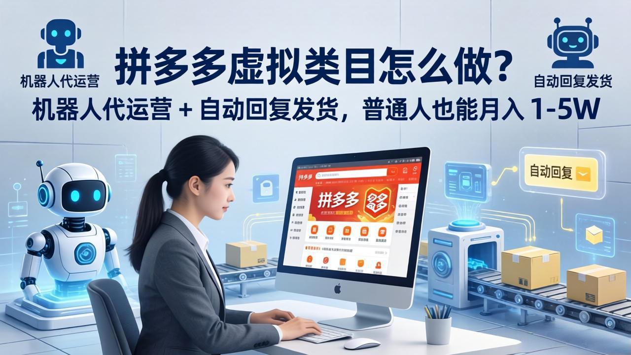 拼多多虚拟类目怎么做？机器人代运营 + 自动回复发货，普通人也能月入 1-5W-谷进海小站