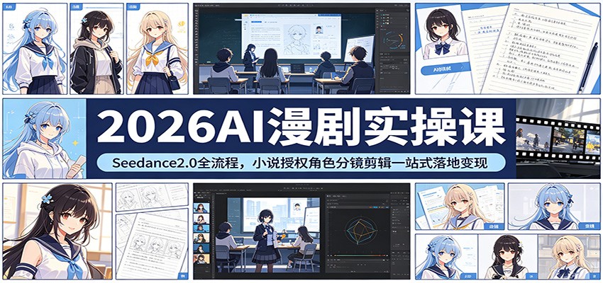 2026AI漫剧实操课：Seedance2.0全流程，小说授权角色分镜剪辑一站式落地变现-谷进海小站