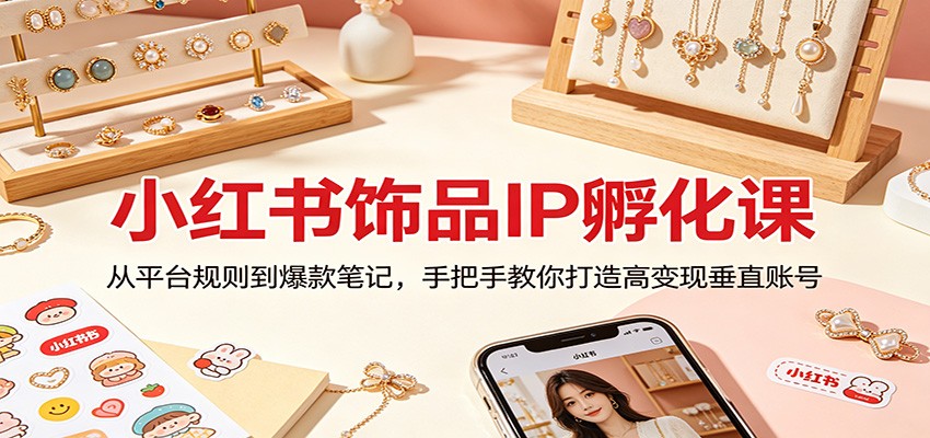 小红书饰品IP孵化课：从平台规则到爆款笔记，手把手教你打造高变现垂直账号-谷进海小站