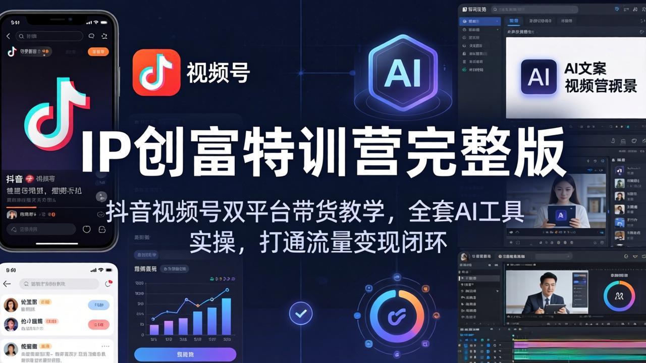 IP创富特训营完整版：抖音视频号双平台带货教学，全套AI工具实操，打通流量变现闭环-谷进海小站