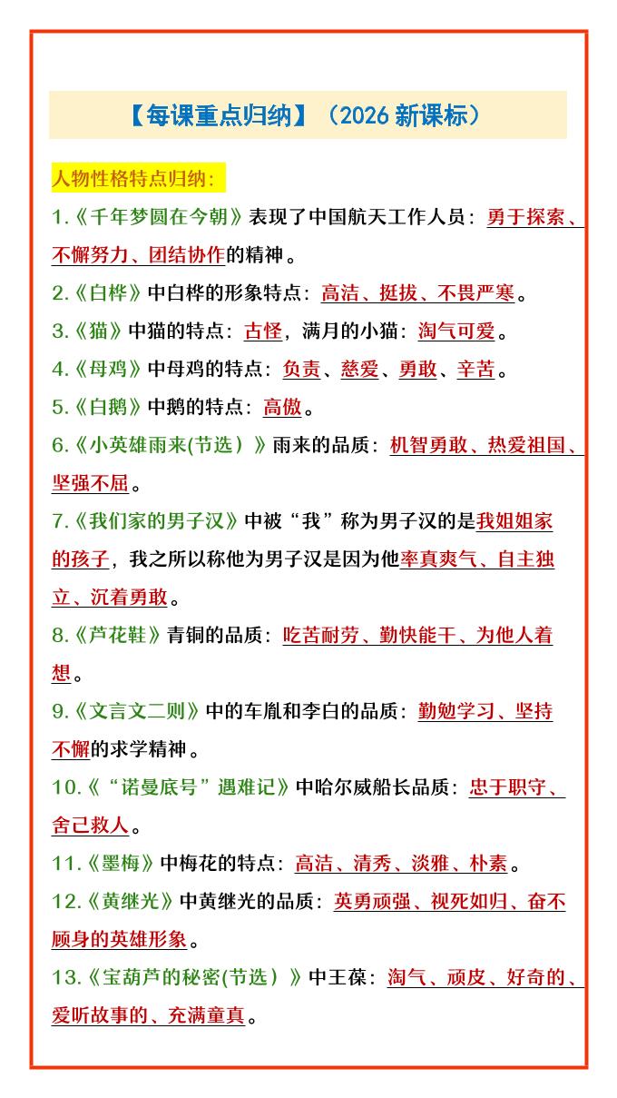 四年级下语文每课重点归纳-谷进海小站