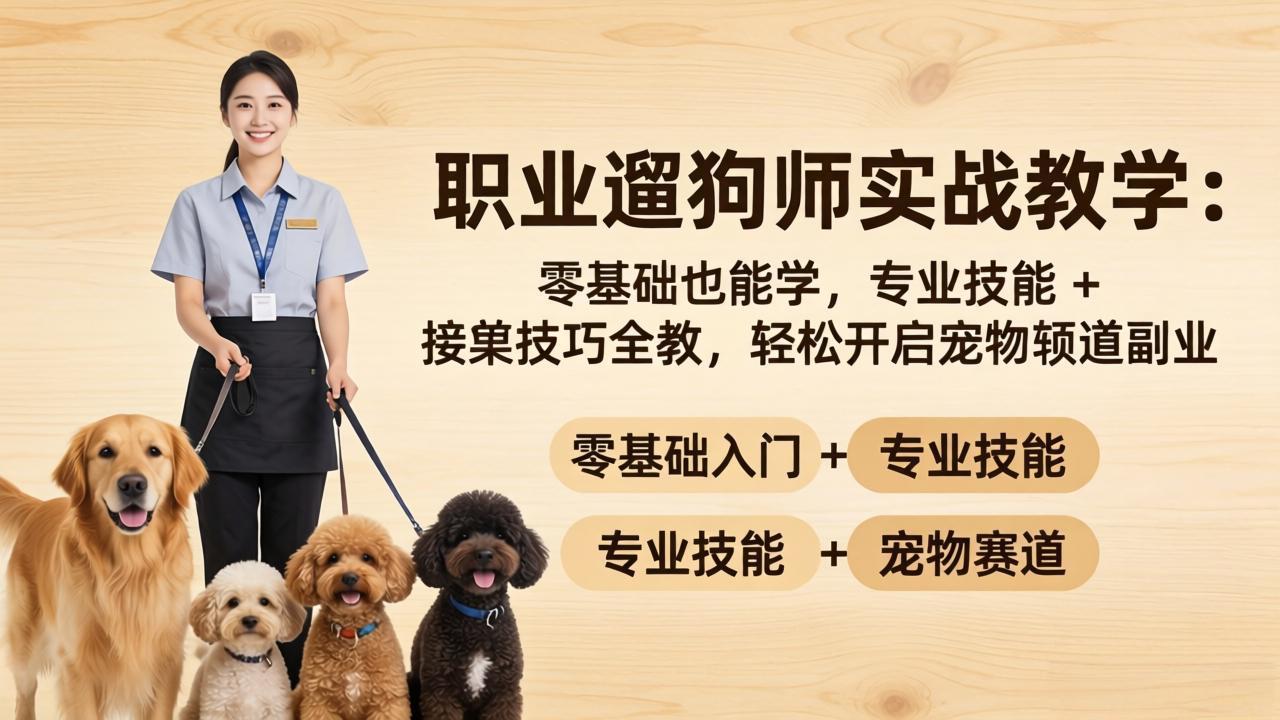 职业遛狗师实战教学：零基础也能学，专业技能 + 接单技巧全教，轻松开启宠物赛道副业-谷进海小站
