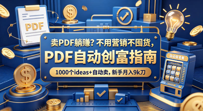 卖PDF躺賺？不用营销不囤货，PDF自动创富指南，1000个ideas+自动卖，新手月入9k刀【原创双语字幕】-谷进海小站