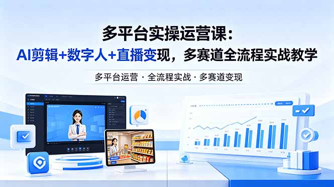 某团队多平台实操运营课-更新26年4月20：AI剪辑+数字人+直播变现，多赛道全流程实战教学-谷进海小站