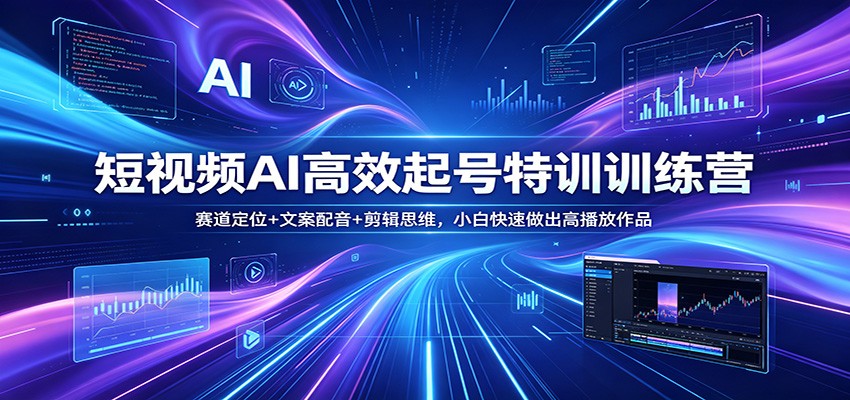 短视频AI高效起号特训训练营：赛道定位+文案配音+剪辑思维，小白快速做出高播放作品-谷进海小站