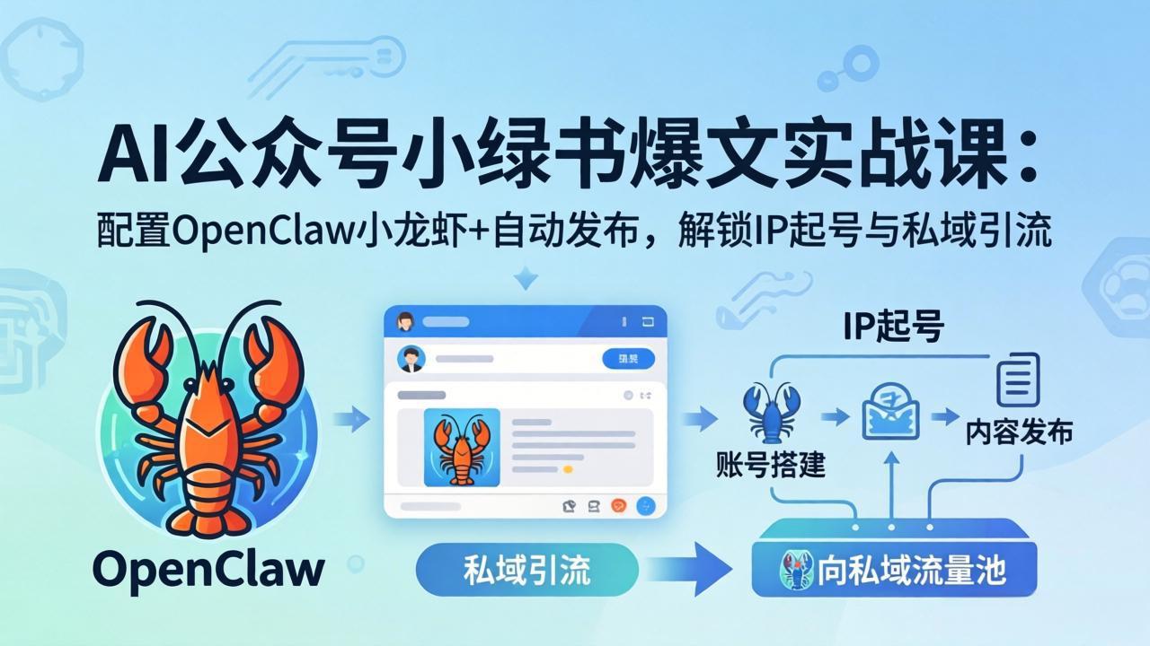 AI公众号小绿书变现实战课：小绿书爆文写作+OpenClaw自动发布，解锁IP起号与私域引流-谷进海小站