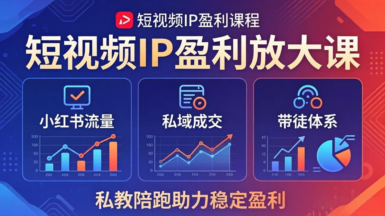 短视频IP盈利放大课：小红书流量+私域成交+带徒体系，私教陪跑助力稳定盈利-谷进海小站