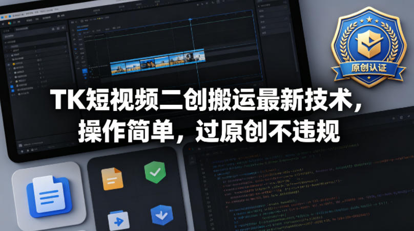 TK短视频二创搬运最新技术，操作简单，过原创不违规-谷进海小站
