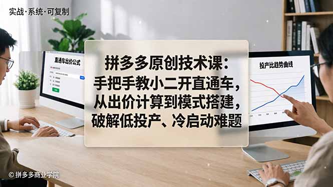 拼多多原创技术课：手把手教小二开直通车，从出价计算到模式搭建，破解低投产、冷启动难题-谷进海小站