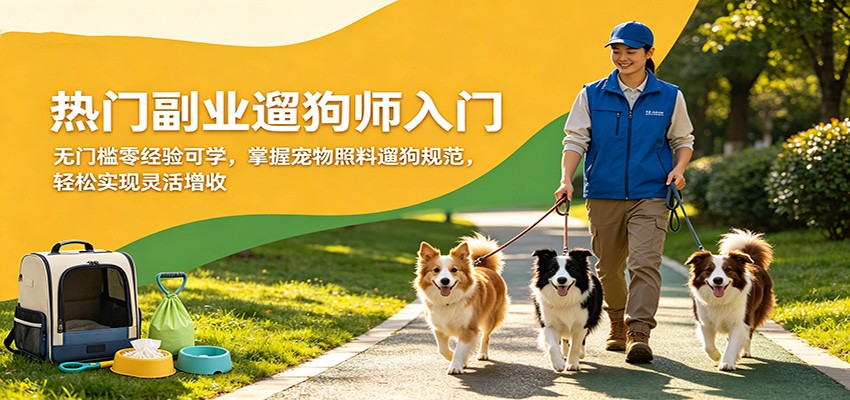 热门副业遛狗师入门，无门槛零经验可学，掌握宠物照料遛狗规范，轻松实现灵活增收-谷进海小站
