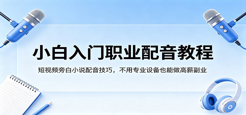 小白入门职业配音教程，短视频旁白小说配音技巧，不用专业设备也能做高薪副业-谷进海小站