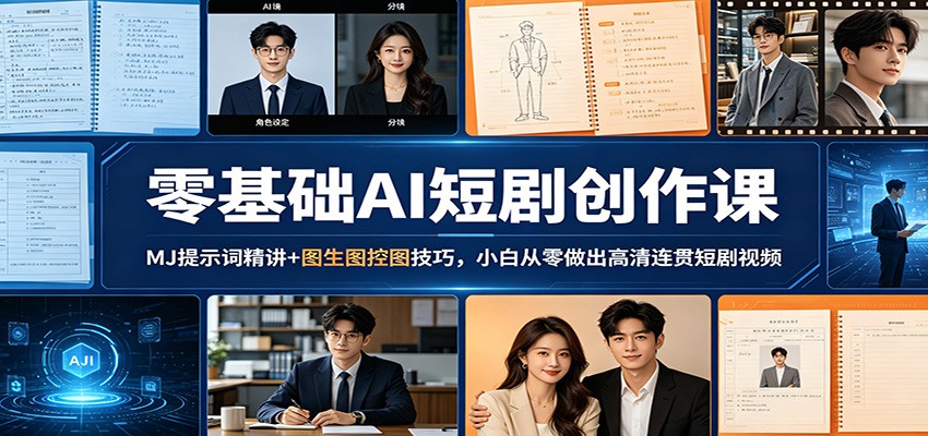 零基础AI短剧创作课：MJ提示词精讲+图生图控图技巧，小白从零做出高清连贯短剧视频-谷进海小站