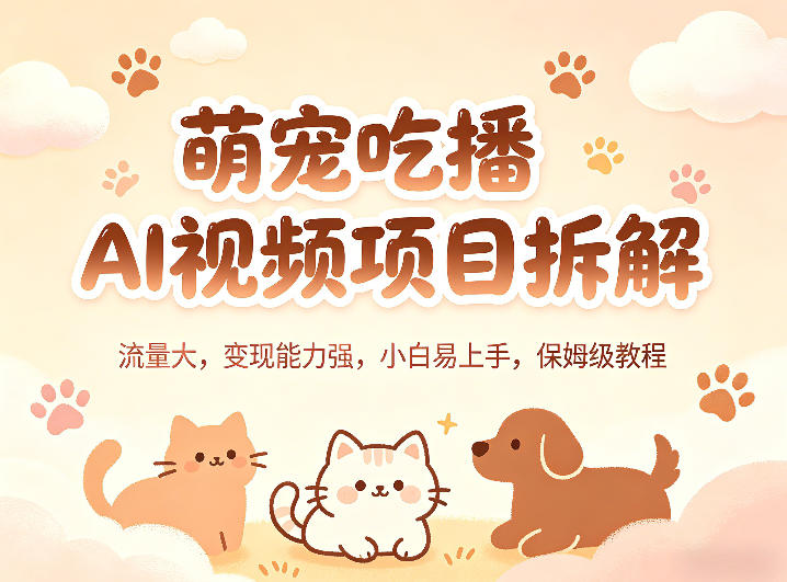 萌宠吃播AI视频项目拆解，流量大，变现能力强，小白易上手，保姆级教程-谷进海小站