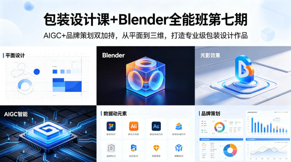 包装设计课+Blender全能班第七期，AIGC+品牌策划双加持，从平面到三维，打造专业级包装设计作品-谷进海小站