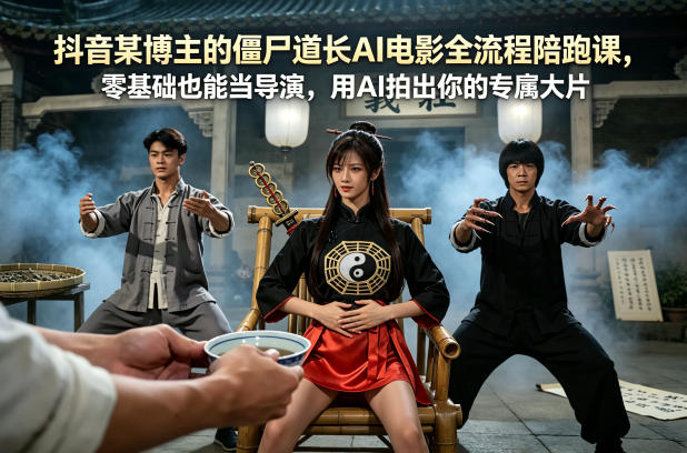 抖音某博主的僵尸道长AI电影全流程陪跑课，零基础也能当导演，用AI拍出你的专属大片-谷进海小站
