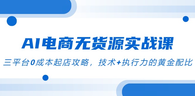 AI电商无货源实战课，三平台0成本起店攻略，技术+执行力的黄金配比-谷进海小站