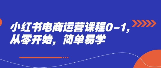 小红书电商运营课程0-1，从零开始，简单易学-谷进海小站