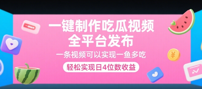 一键制作吃瓜视频，全平台发布，一条视频可以实现一鱼多吃，轻松实现日4位数收益【揭秘】-谷进海小站