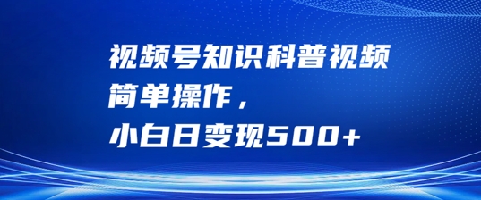 视频号知识科普视频，简单操作，小白日变现500+【揭秘】-谷进海小站